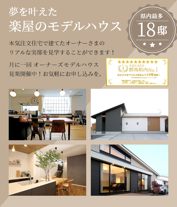 夢を叶えた楽屋のモデルハウス。楽屋のモデルハウス【オーナーズモデルハウス】は、本気注文住宅で建てたオーナーさまのリアルな実邸を見学することができます！県内最多18邸