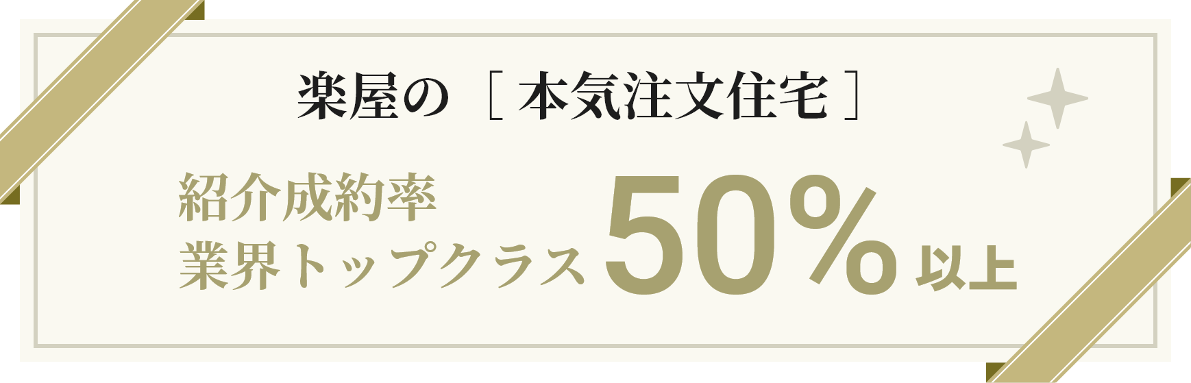 楽屋の［ 本気注文住宅 ］紹介成約率業界トップクラス50%以上